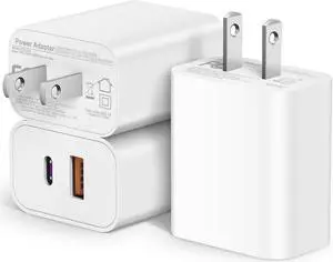 [3 Pack] USB C Wall Charger, Dual Port PD Power Adapter Fast Charging Block for iPhone 15/15 Pro/15 Pro Max/15 Plus/14/13/12/11,X, Pad, Google Pixel, Samsung Galaxy and More