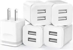 USB Wall Charger, 5-Pack 2.1A/5V Dual Port USB Cube Power Adapter Charger Plug Charging Block Replacement for iPhone Xs/XR/X, 8/7/6 Plus, Samsung, HTC, LG, Moto, Android Phones