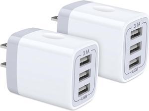 USB Wall Charger, Hootek 2Pack Wall Plug 3-Port USB Charging Station 3.1A Power Adapter Multi Port Quick Charger Block Cube for iPhone 16 15 14 13 12 11 Pro XS MAX 8 Plus, iPad, Samsung Galaxy S24 S23