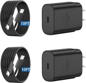 Type C Charger Fast Charging 10FT Cord 25W Samsung Super Fast Charger Android Phone Charger Block for Samsung Galaxy S25/S25 Ultra/S25+/S24/S24+/S24 Ultra/S23/S23 Ultra/S23+/S22/S21/S20/Note 20/10