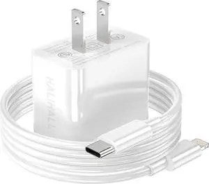 [MFI Certified] iPhone Charger Block USB C Fast Wall Plug with 6ft USB C to Lightning Cable for i Phone/14/13/12/11/pro/pro max/Air pods pro/iPad air 3/min4 (White)