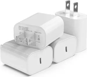4Pack USB C Charger Block 20W, iGENJUN for Phone Fast Charger Wall Charger with PD 3.0, Compact Type C Power Adapter for Phone 15/14/13, Galaxy, Pixel, AirPods Pro (Arctic White)