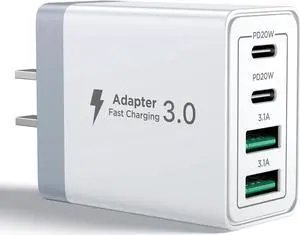 USB C Charger Block, 40W 4-Port Fast Charger 20W Type C Charging Block 3.1A USB Wall Charger Dual Port PD+QC Charging Cube for iPhone 15 14 13 12 11 Pro Max XS, iPad, Samsung Phone, Tablet