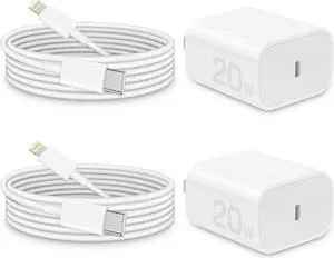 Phone Charger Fast Charging, MFi Certified 2-Pack 20W USB-C Fast Charger with 6FT Fast Charging Cable for IP 14/13/12/11/Xs/8, i Pad and More