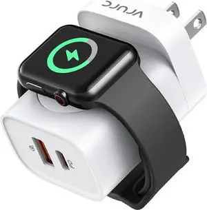 VRURC for Apple Watch Charger, PD 20W 3-in-1 Fast Charging Block with Magnetic Wireless Charging & Dual Ports, Foldable Plug USB C Wall Charger Compatible with iPhone,Android,Tablets etc-White