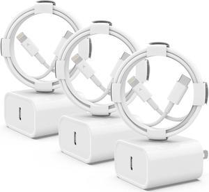 3Pack iPhone 14 13 Fast Charger [MFi Certified], iGENJUN 20W PD USB C Wall Charger with 6FT USB C to Lightning Cable Fast Charging Adapter Compatible with iPhone 14/14 Pro Max/13/XS/XR/X-White