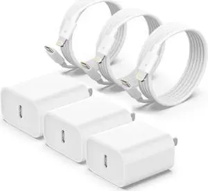 USB C Fast Charger, 3 Pack 20W USB-C Power Adapter with 3 Pack [MFi Certified] 6FT Type C to Lightning Cable for iPhone 14/13 Pro/13/12/12 Mini/12 Pro Max/11 Pro