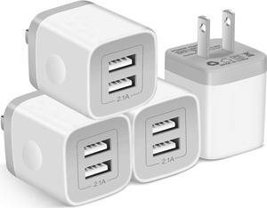 Wall Charger,4-Pack 2.1A Dual Port USB Power Adapter Plug Charging Block Cube for Phone 8/7/6 Plus/X, Pad, Samsung Galaxy S5 S6 S7 Edge,LG, Android (White)