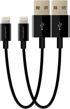 HomeSpot Short iPhone Charger Lightning Cable Charging Cord MFI 5" Short Length Certified for iPhone 12/12Pro X / 8/8 Plus / 7/7 Plus iPad Air/Air 2 / Pro (2 Pack - Black) HomeSpot Short iPhone Charger Lightning Cable Charging Cord MFI 5" Short Length Certified for iPhone 12/12Pro X / 8/8 Plus / 7/7 Plus iPad Air/Air 2 / Pro (2 Pack - Black)