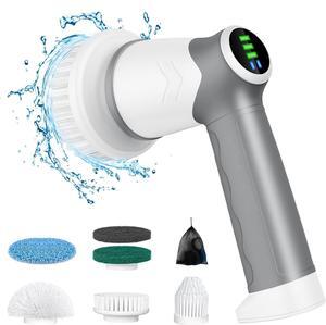 DAESUNG Electric Spin Scrubber, 2024 New Electric Scrubber for Bathroom,6 Replaceable Heads, LED Display, Handheld Spin Scrubber, Power Shower Scrubber for Cleaning Tile/Grout/Tub/Stove/Car/Windows