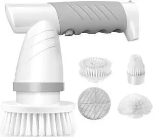 IEZFIX Electric Spin Scrubber, Bathroom Scrubber Rechargeable Shower Scrubber for Cleaning Tub/Tile/Floor/Sink/WindowPower Scrubber Cordless with 4 Replaceable Cleaning Brush Heads