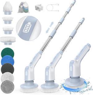 Airpher Electric Spin Scrubber, 2024 Upgraded IPX8 Cordless Cleaning Brush with 9 Replaceable Brush Heads, Detachable as Short Handle, Shower Cleaning Scrubber for Bathroom Tub Tile Kitchen Window