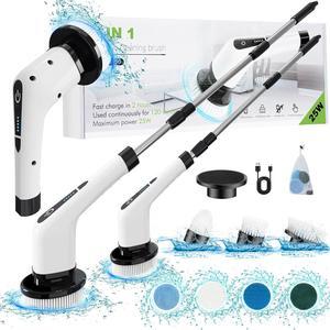 Electric Spin Scrubber, Cordless Cleaning Brush with 7 Replaceable Brush Heads Power Scrubber Shower Cleaning Brush with Adjustable & Detachable Handle for Bathroom, Tub, Tile, Floor, Car
