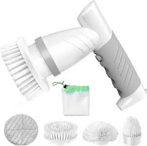 SZFIXEZ Electric Spin Scrubber, Cordless Electric Cleaning Brush for Bathroom Electric Spin Cleaner with 4 Replaceable Shower Cleaning Brush Heads for Wall, Stove, Tile, Bathtub, Toilet, Window