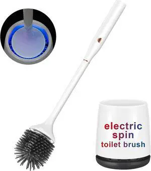 Ratolo Electric Toilet Brush,Silicone Toilet Brush,Toilet Bowl Brush and Holder Set with Ventilated Holder,Toilet Brush, Floor Standing, Wall Mounted Without DrillingRechargeable