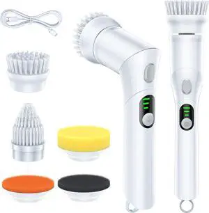 LABIGO Electric Spin Scrubber LA5 Mini, Bathroom Scrubber Shower Scrubber for Cleaning Tub Tile Floor Window Kitchen Sink, Power Scrubber Cordless Cleaning Brush with 5 Replaceable Brush Heads