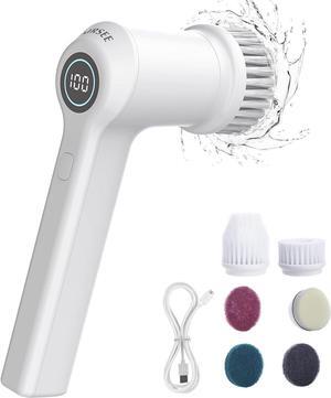 AIRSEE Electric Spin Scrubber for Bathroom Bathtub, Cordless Power Spinning Scrub Brush, Handheld Shower Cleaner Brush with 6 Replaceable Brush Heads for Tile, Tub, Dish, Sink