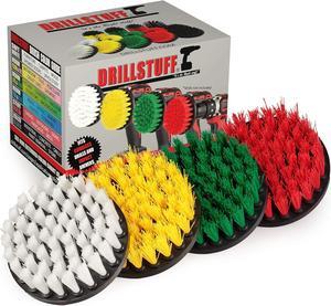 Drill Brush Attachment Power Scrubber Brush Set - 4in 4 Piece Soft, Medium and Stiff Power Scrubbing Brush Drill Attachment  Spinning Brush for Cleaning Showers, Tubs, Bathroom, Tile, Grout, Carpet
