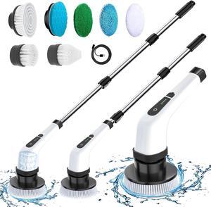 Autsmile Electric Spin Scrubber, 7Pcs Replaceable Brush Heads Cordler Cleaning Brush and Adjustable Extension Handle Electric Scrubber, for Bathroom Tile, Floor, Tub, Window, Car