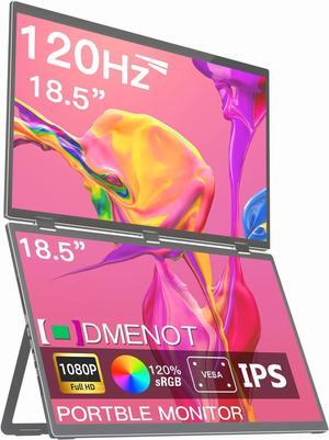 120Hz Dual Monitor 100% SRGB Portable Monitor 1080P HDR 360° Rotation Triple Monitor Folding Stacked Laptop Screen Extender with Stand VESA for Laptop PC Phone Game Console (No Driver) (OD2-001)