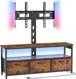 TV Stand with Mount and Power Outlet,Swivel TV Stands Mount with LED Lights for 32/45/55/60/65/70 inch TVs,Entertainment Center with Storage/Drawers,Media Console Cabinet for Living Room,Bedroom