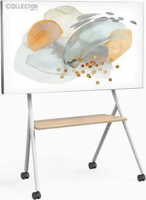 FITUEYES Design Mobile TV Stand for 55 60 65 75 78 Inch TV, Rolling TV Cart Floor Stand with Mount for Living Room Office Hotel, Modern Corner TV Stand with Wooden Storage Shelves, Collector Series