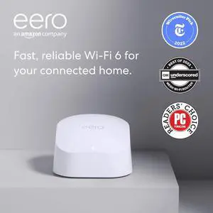 eero high-speed wifi 6 router and booster | Supports speeds up to 900 Mbps | Works with Alexa, built-in Zigbee smart home hub | Coverage up to 1,500 sq. ft. | Advanced security