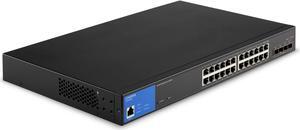 Linksys LGS328MPC 24 Port Gigabit Network PoE+ Switch @ 410W with 4 x 10G Uplink SFP+ Slots - Smart Managed Ethernet Switch Hub with Metal Casing, Desktop / Wall Mount