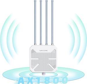 WAVLINK Outdoor WiFi 6 Extender AX1800 High Power Outdoor Weatherproof WiFi Range Extender Access Point with Passive/Active POE, Dual Band 2.4GHz+5GHz, 4x8dBi Detachable Antenna