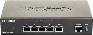 D-Link Unified Services VPN Router, 4 Port Gigabit Dual WAN Ethernet Load Balance Firewall Management Solution Mobile Broadband Support (DSR-250V2)