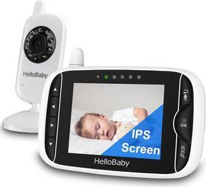 Video Baby Monitor with Camera and Audio, 3.2Inch LCD Display, Infrared Night Vision, Two-Way Audio and Room Temperature Monitoring,Lullaby,Sound Activated Screen