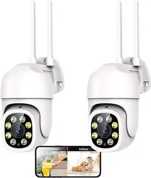 1080P Security Camera Outdoor Wired/Wireless Starlight Color Night Vision, 2MP Cameras for Home AI Human Detection & Auto Tracking, IP66 2-Way Audio, US Cloud, Compatible with Alexa (2PCS)