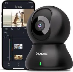 blurams Security Camera, 2K Indoor Camera 360° Pet Camera for Home Security with Phone App, Motion Tracking, 2-Way Audio, IR Night Vision, Siren, Compatible with Alexa & Google Assistant(2.4GHz ONLY)