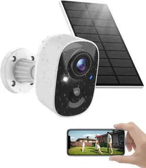 Solar Security Camera Wireless Outdoor, 1080P Cameras for Home Security Outside with AI Motion Detection, Color Night Vision, Two-Way Talk, IP66 Weatherproof, 2.4GHz Wi-Fi, Cloud/SD Storage