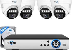 [Person/Vehicle Detection]Hiseeu 5MP Home Security Camera System,4 PCS Dome&Indoor Security Cameras,5MP DVR Remote Access,Night Vision,1TB HDD,7/24 Record,Motion Alerts for CCTV Surveillance DVR Kits
