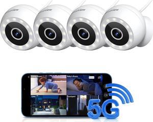 LaView 5G& 2.4GHz Security Cameras Outdoor Indoor,4MP 2K Wired Cameras for Home Security with Starlight Color Night Vision,IP65, Spotlight,2-Way Audio,AI Human Detection,Works with Alexa (4 Pack)