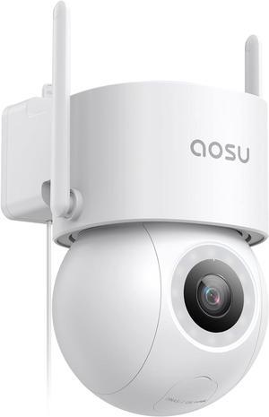 AOSU Wired Security Camera Outdoor - 3K UHD WiFi Camera for Home Security w/ 400Lm Spotlight Full Color Night Vision 24/7 Recording, Smart AI Surveillance&Cruise 360° View&Auto-Tracking No Monthly Fee