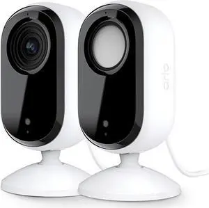 Arlo Essential Indoor 2K Security Camera (2nd Generation)  2 Pack  Home Security, Baby Monitor, White  VMC3260