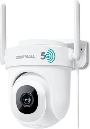 ZUMIMALL 4MP Security Cameras Outdoor, 5G/2.4G WiFi Outdoor Security Camera with 360°PTZ, 24/7 Wired Cameras for Home Security, Auto Tracking, Motion&Noise Alert, SD Card&Cloud, Works with Alexa, IP66