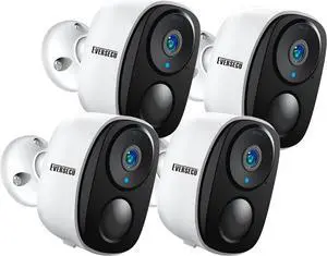EVERSECU 2K 3MP Outdoor Wireless Security Camera Support Pairing Via Bluetooth, Rechargeable Battery-Powered WiFi Home CCTV Bullet Camera, Spotlight, PIR Motion Detection, 2-Way Audio (4pack)