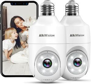 2K Light Bulb Security Cameras Wireless Outdoor 2pcs - 2.4G Hz 360° Motion Detection, for Home Security Outside Indoor, Full-Color Night Vision, Auto Tracking, Siren Alarm, 24/7 Recording