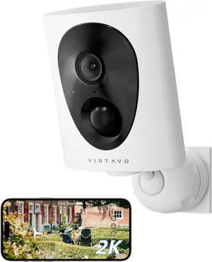 virtavo VistaFlask 2K Security Cameras Wireless Outdoor, Battery Powered, AI Motion Detection, for Home Security, Starlight Lens for Colorful Night Vision, 2-Way Audio, Weatherproof, Cloud/SD Storage