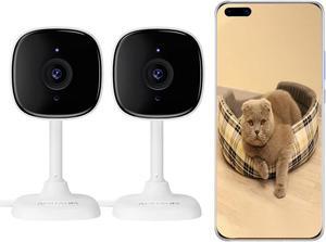 WiFi Inside Camera for House,2 Pcs Home Security Camera with Video/Audio 24/7 Recording,Night Vision,AI Detection,SD Card/Cloud Storage,Google Assistant/Alexa Support, Baby/Elder/Pet Indoor Monitor