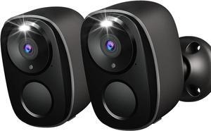 2K Security Cameras Wireless Outdoor,2pc WiFi Security Indoor Cameras for Home Security with Spotlight & Siren Alarm, 2-Way Audio, Color Night Vision, AI Detection for Home Security, Waterproof