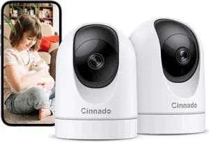 2K Indoor Security Camera-Baby Monitor with 2.4G WiFi Camera and Audio, Siren/Night Vision for Home/Pet/Nanny/Cat, 24/7 SD Card Storage, Cloud (Optional), Compatible with Alexa & Google Home, D1 2P