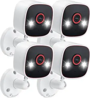 Jennov 2K Indoor Camera for Pet Dog, Outdoor Cameras for Home Security, 2.4 Ghz WiFi Camera for Baby, Color Night Vision, AI Human Motion Detection, 2-Way Audio, IP66 Waterproof - 4 Pack