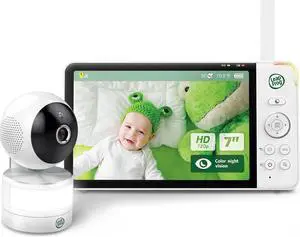 LeapFrog LF920HD Baby Monitor with Camera and Audio, 7" HD LCD Display, Color Day&Night Vision, 360 Pan-tilt, 8XZoom, Night Light, Temp & Humidity Sensor, Up to 1000ft, Secure Transmission No WiFi