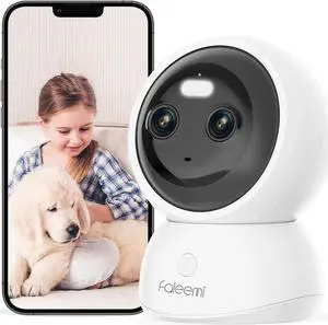 Dual-Band/Lens WiFi Security Camera, 360° PTZ 2K Indoor Nanny Cams with Phone App, 2-Way Audio, Motion Tracking, Night Vision, for Pet/Dog/Baby Monitor/Elder/Home Security, Local Storage