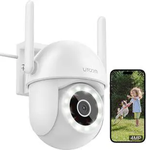 litokam 2.5K Security Camera Outdoor, 2.4G Wi-Fi Camera for Home Security Outdoor with AI Motion Detection, 360° PTZ Surveillance IP Home Cam Outside with Color Night Vision, Siren & 2-Way Talk