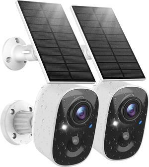 Solar Security Camera Wireless Outdoor (2 Pack), Solar Powered Cameras for Home Security Outside with AI Motion Detection, Color Night Vision, IP66 Weatherproof, 2.4GHz Wi-Fi, Cloud/SD Storage
